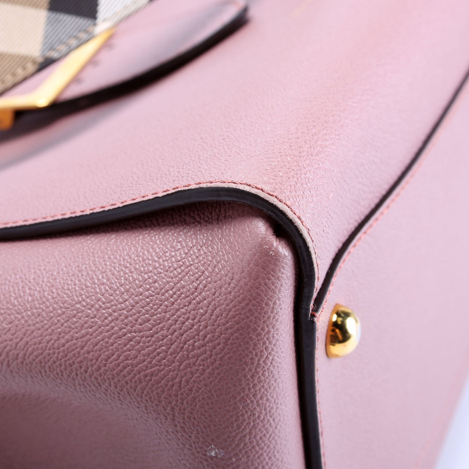 Grained Calfskin Buckle Tote Mauve