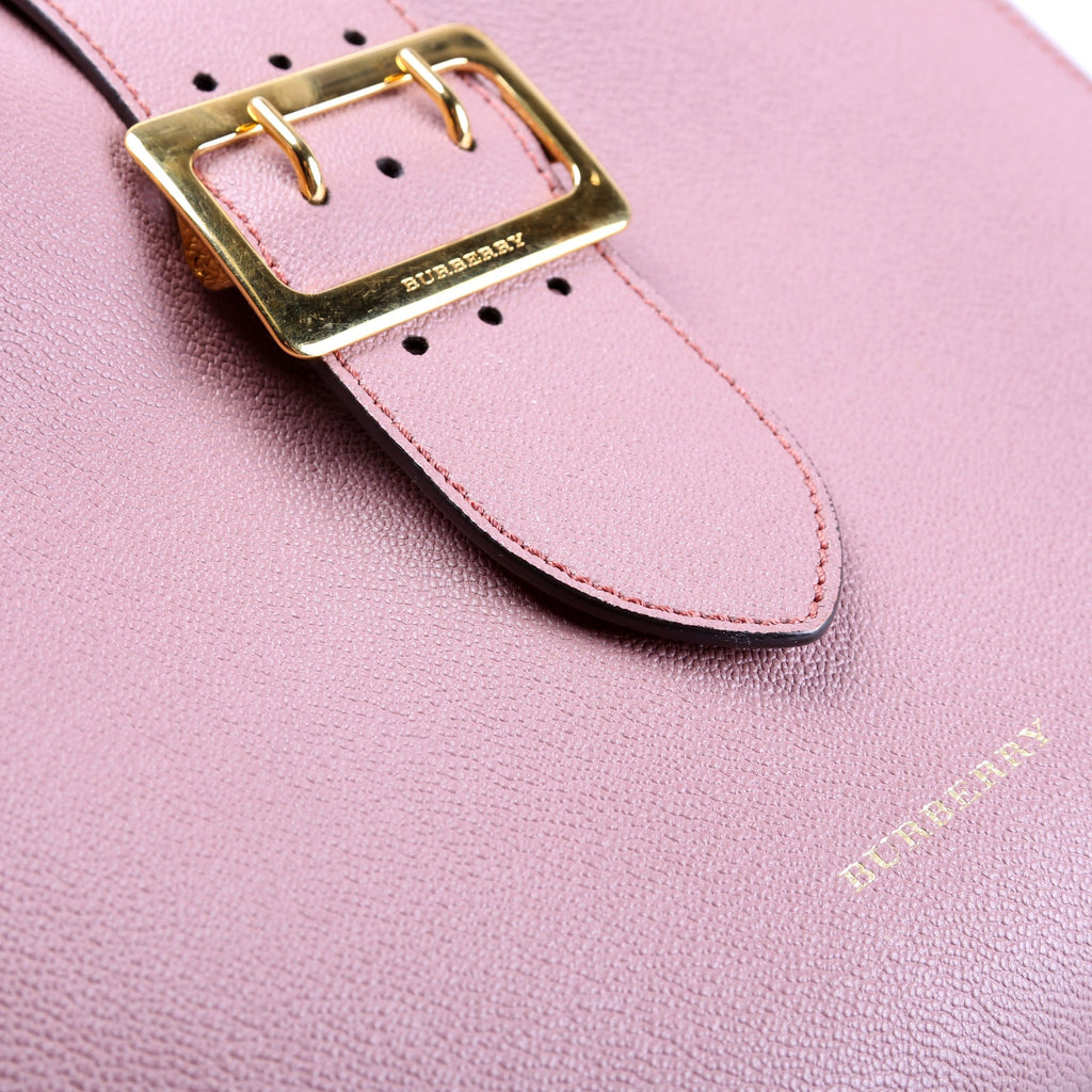 Grained Calfskin Buckle Tote Mauve