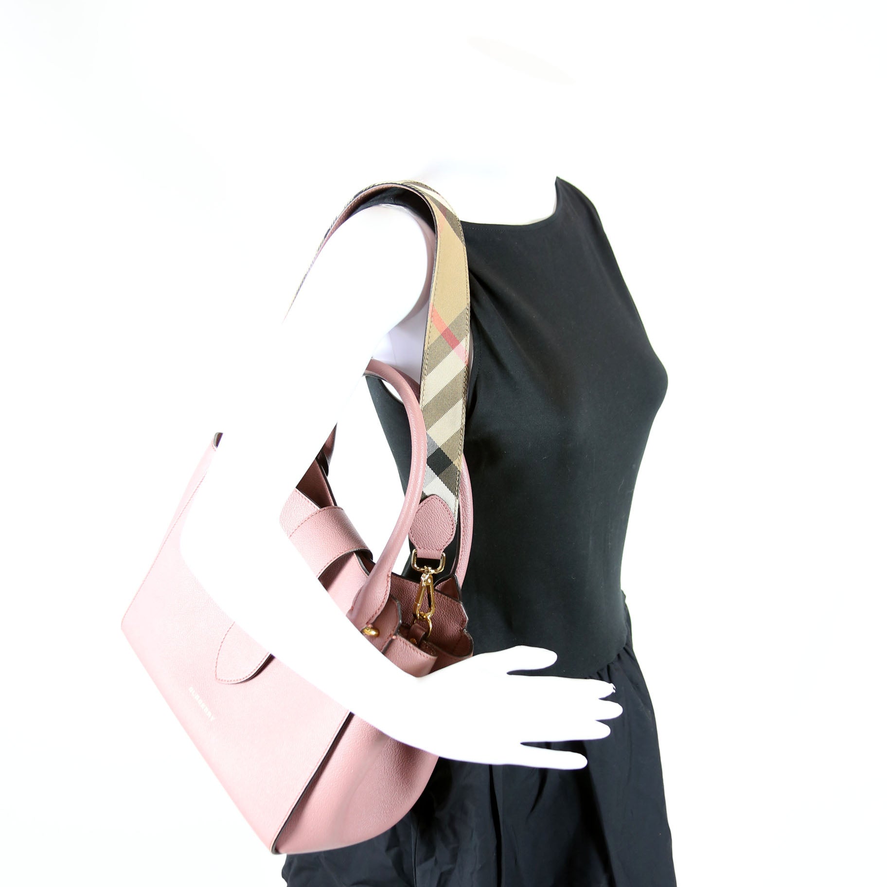 Grained Calfskin Buckle Tote Mauve