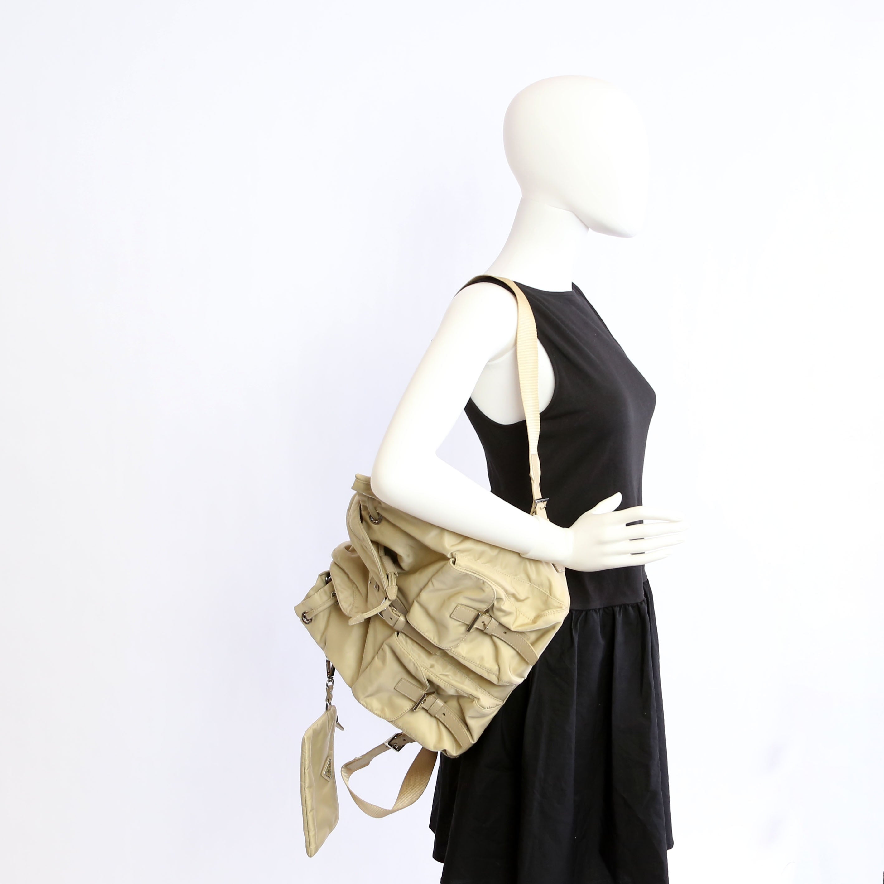 Prada 1BZ677 Re-Nylon Backpack Small Tan