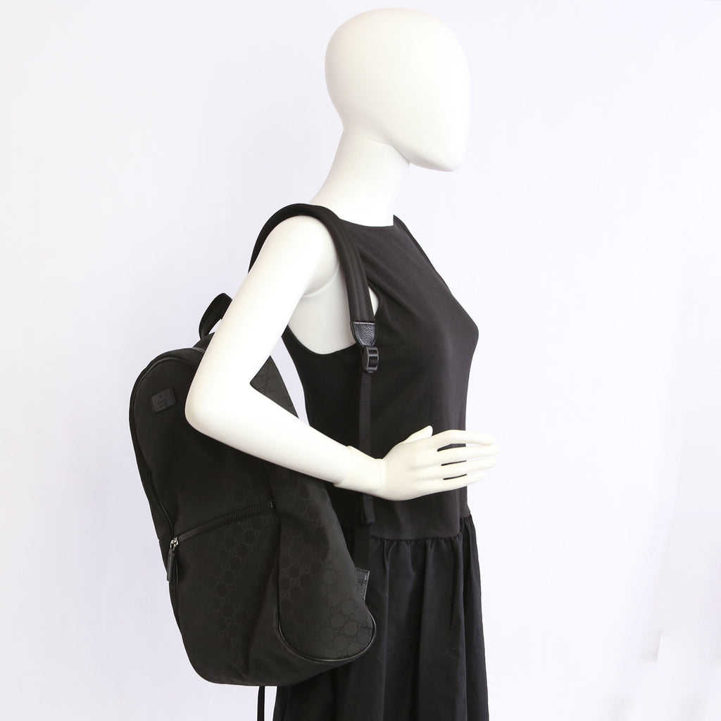 Gucci 449181 GG Nylon Slim Backpack Black