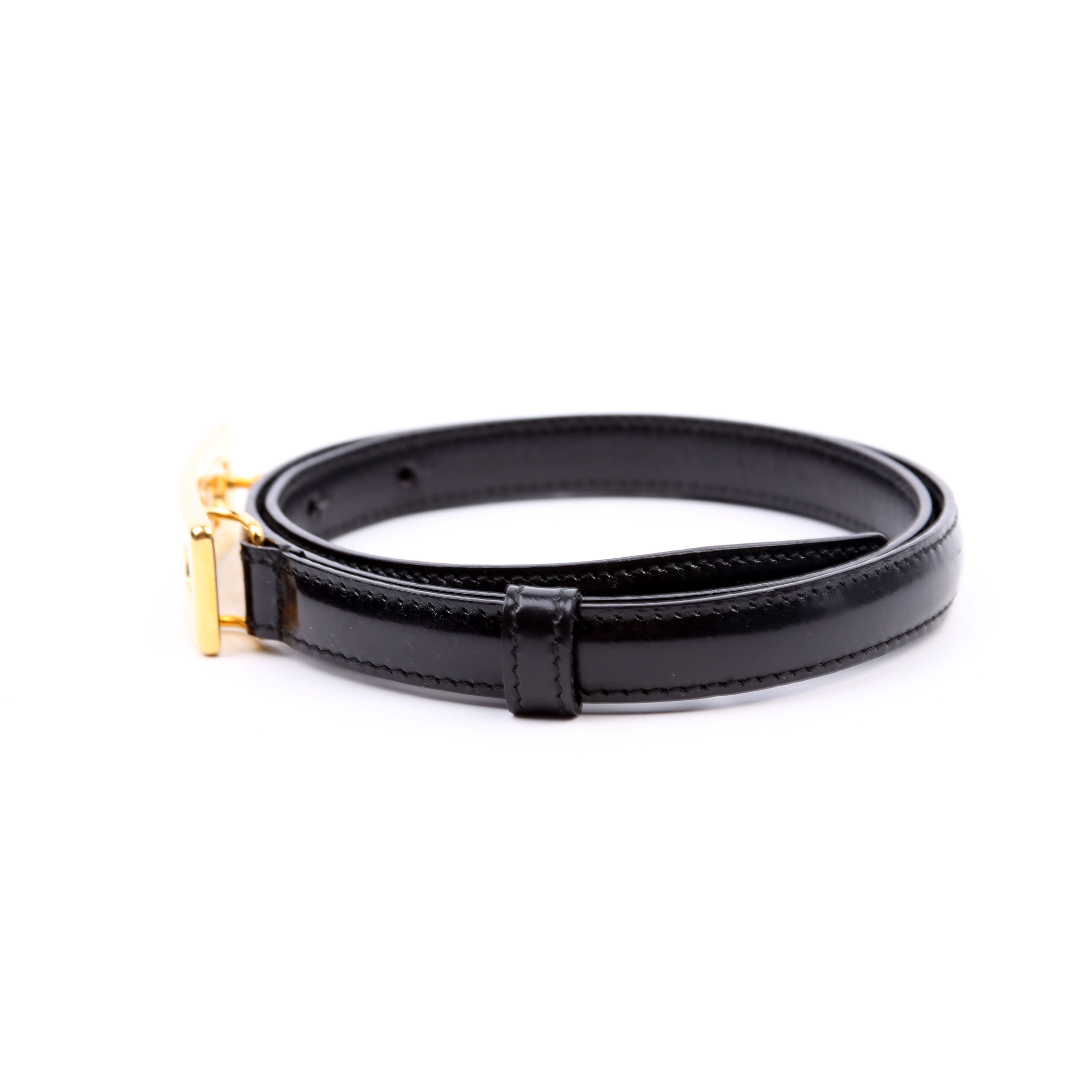 037.194 'Gucci' Logo Buckle Thin Vintage Size 70/28 Black