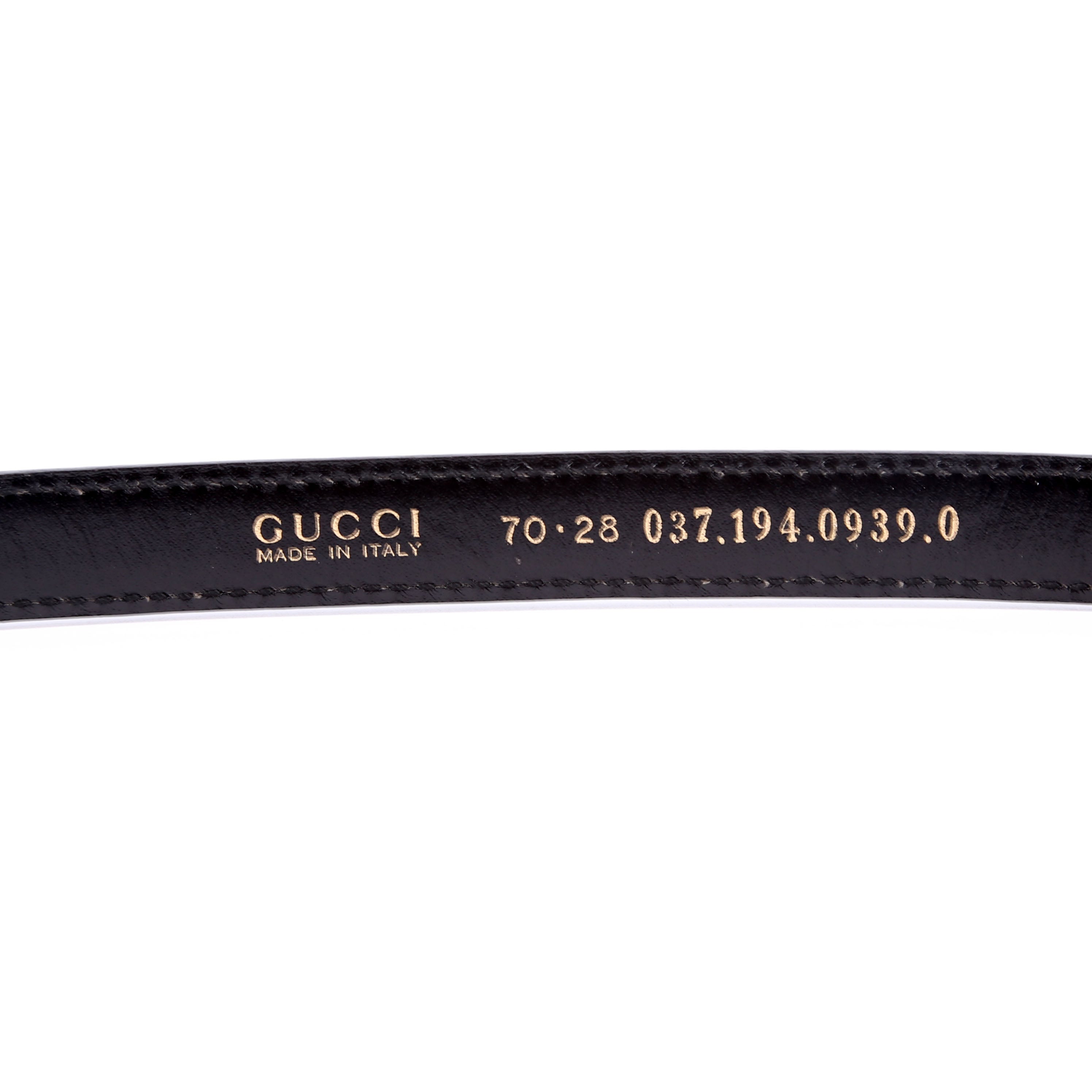 037.194 'Gucci' Logo Buckle Thin Vintage Size 70/28 Black
