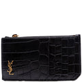 Tiny Cassandra Fragmetns Zip Card Case Croc Embossed Black