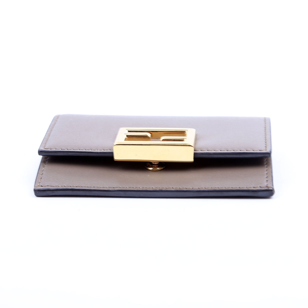 Leather Baguette Card Holder Taupe