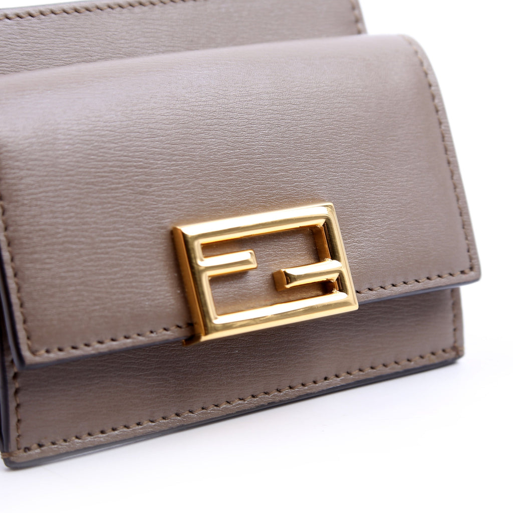 Leather Baguette Card Holder Taupe