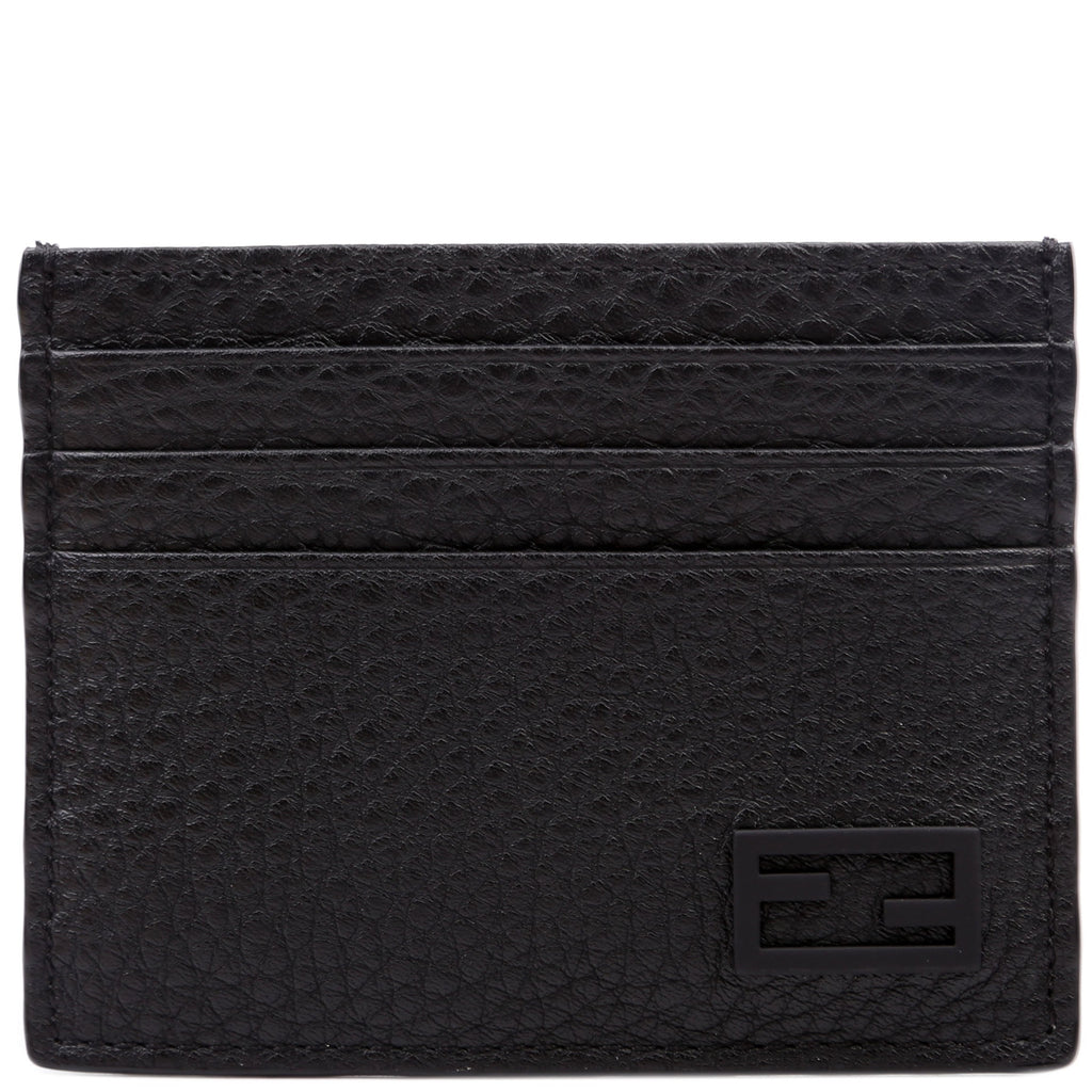 FF Grained Leather Baguette Card Holder Black