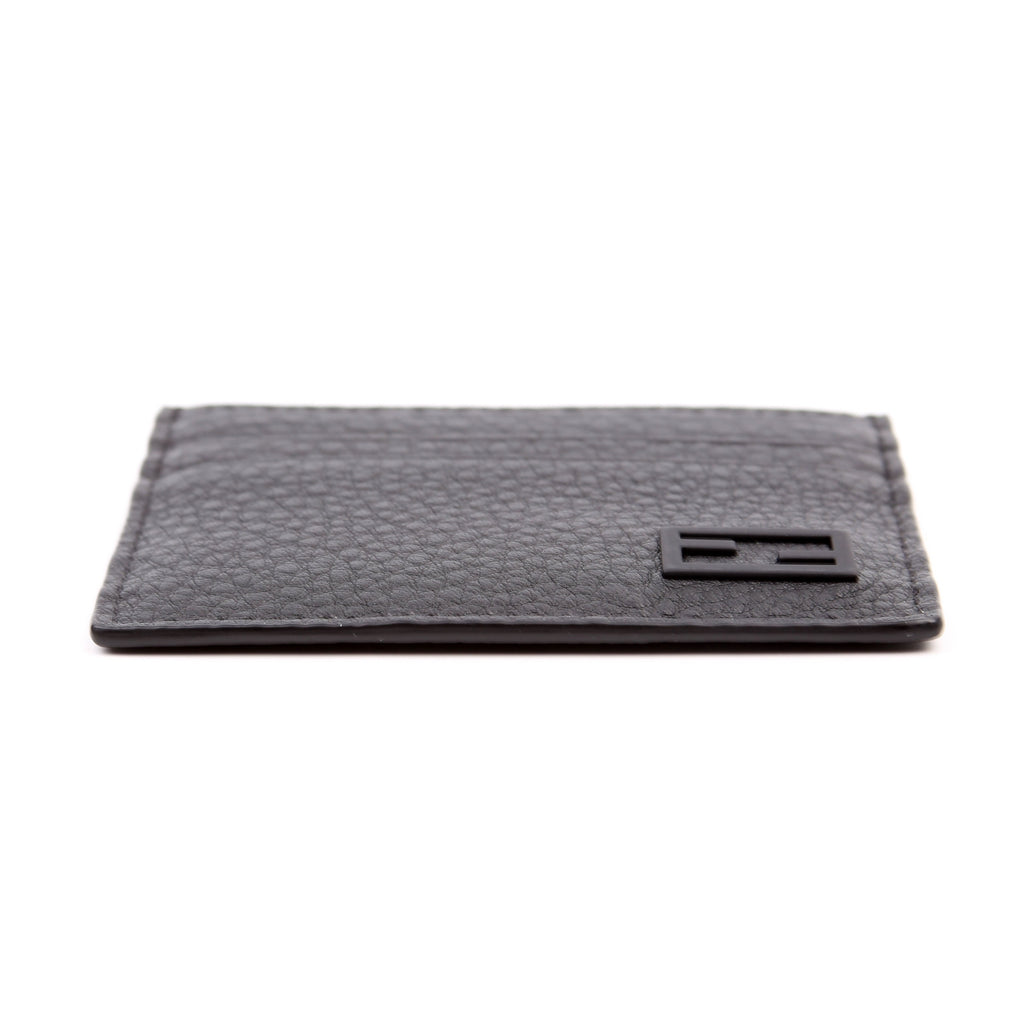 FF Grained Leather Baguette Card Holder Black