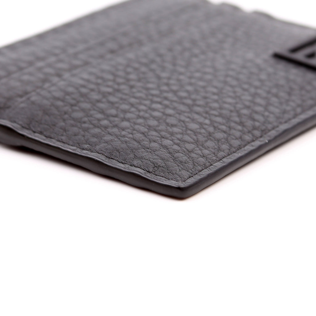 FF Grained Leather Baguette Card Holder Black