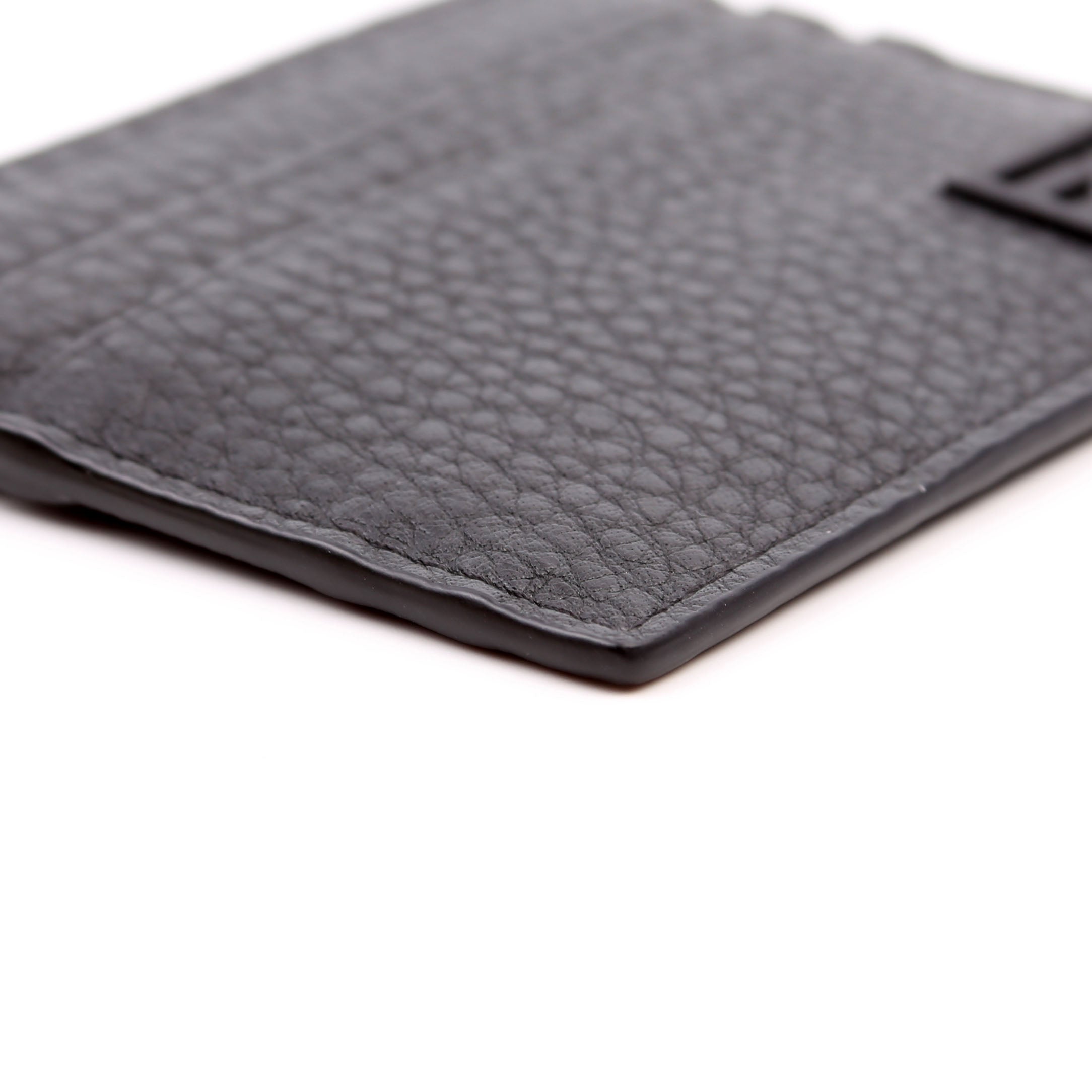FF Grained Leather Baguette Card Holder Black