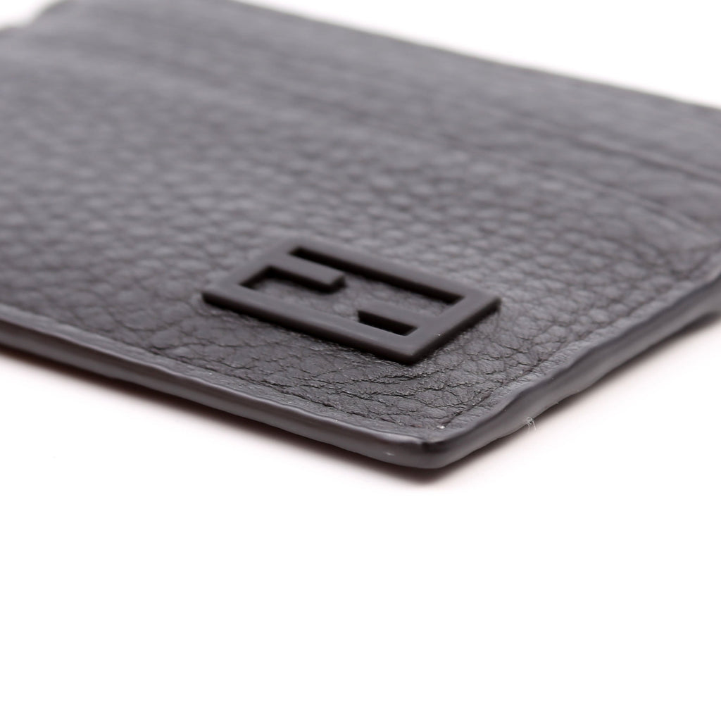 FF Grained Leather Baguette Card Holder Black