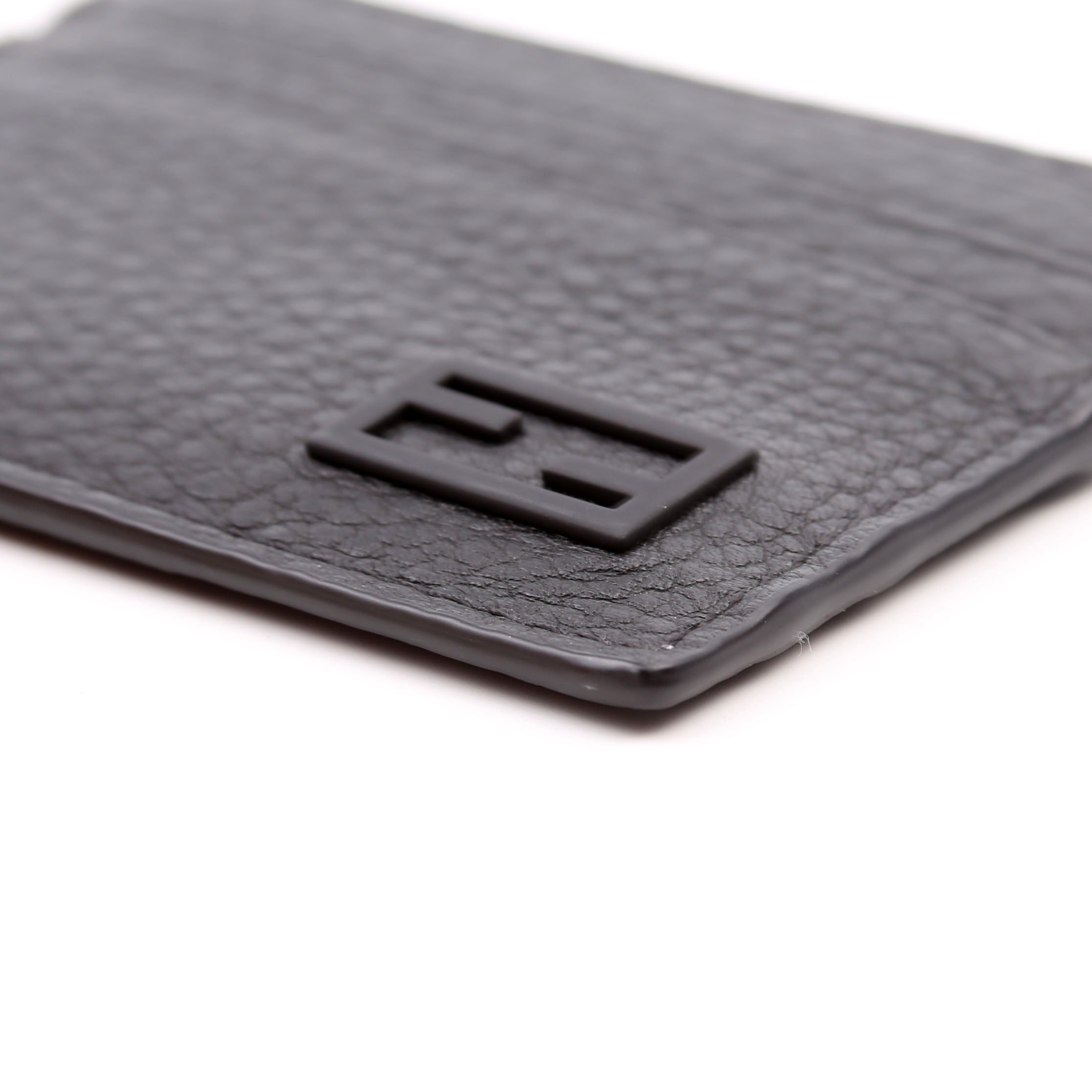 FF Grained Leather Baguette Card Holder Black