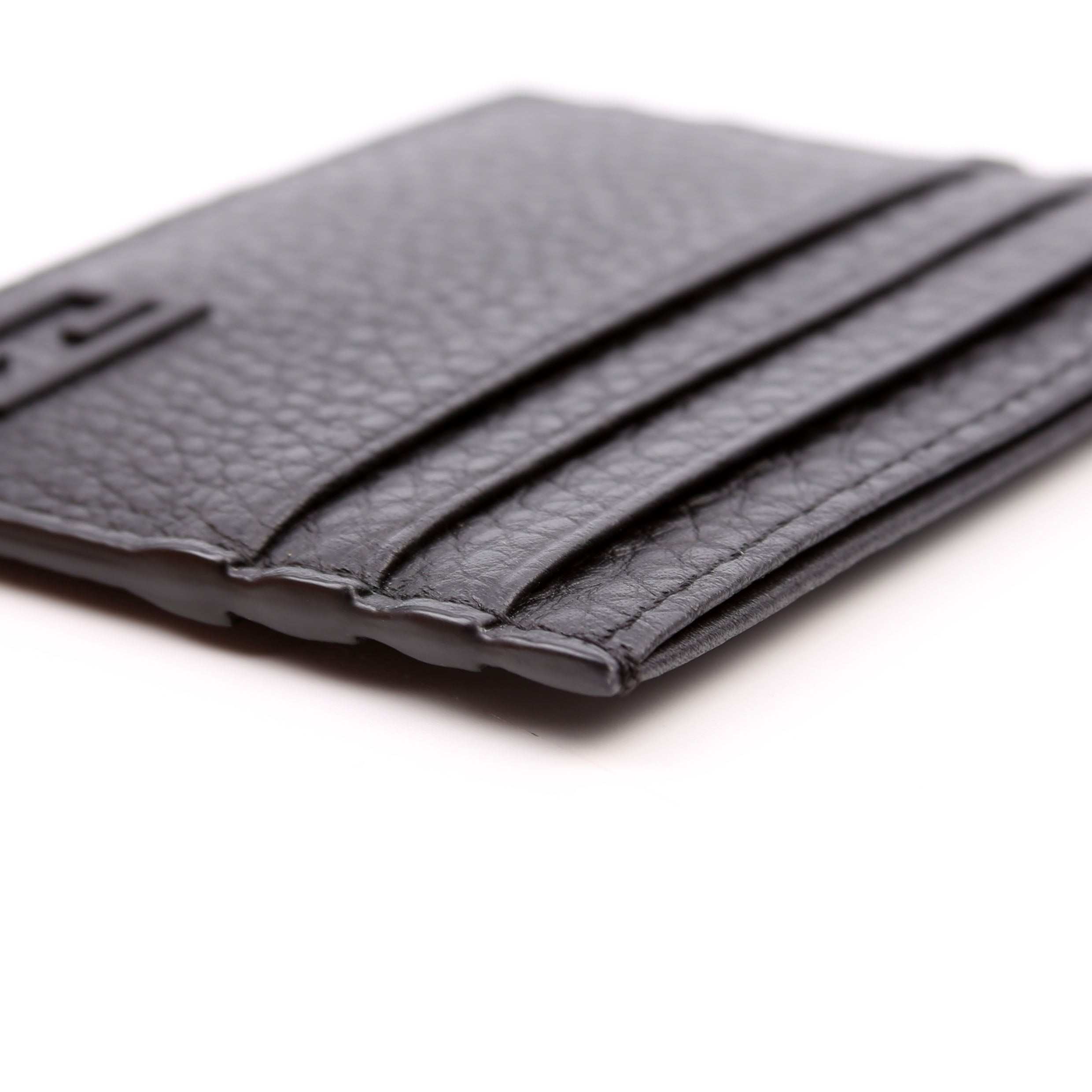 FF Grained Leather Baguette Card Holder Black