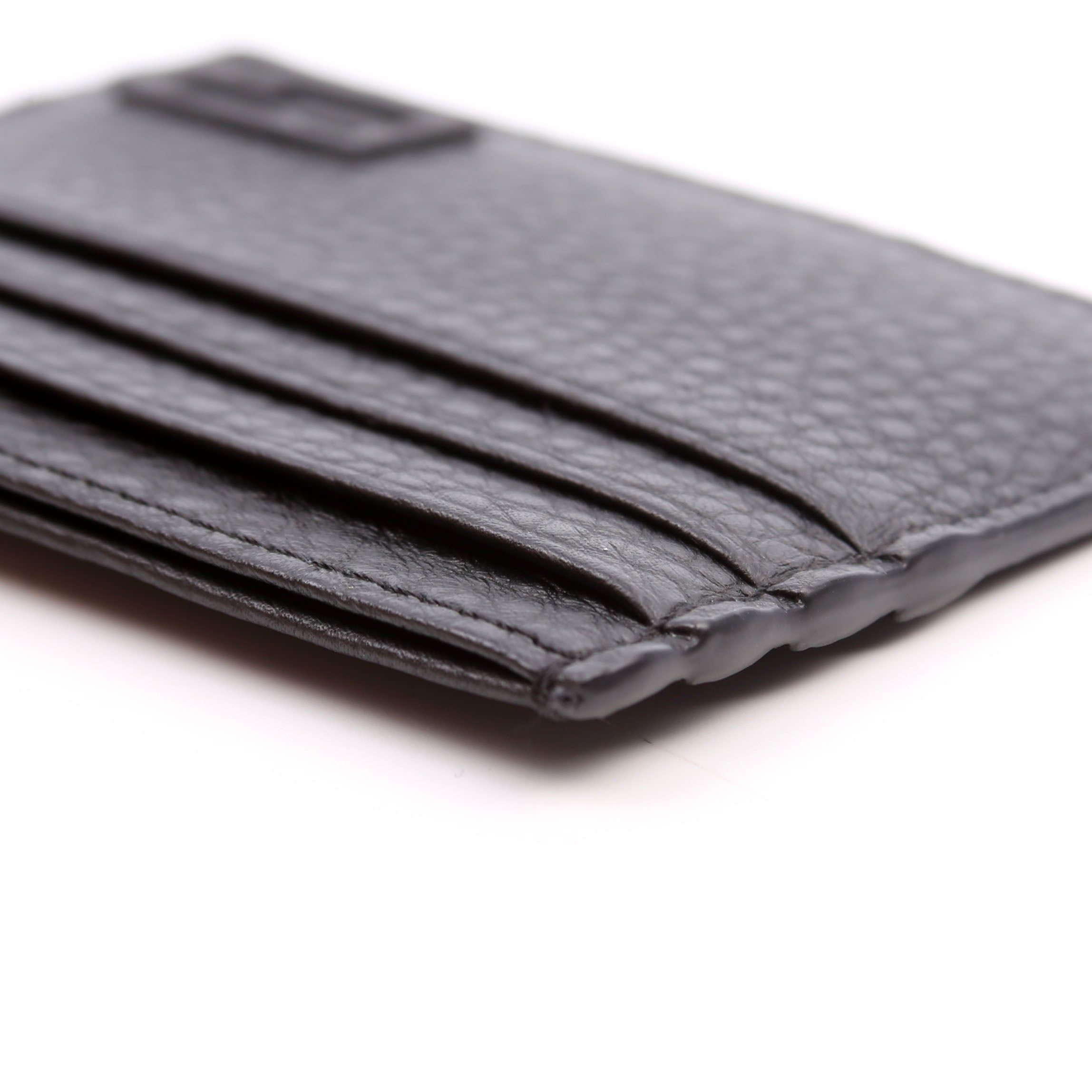 FF Grained Leather Baguette Card Holder Black