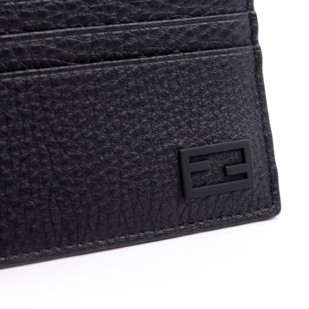 FF Grained Leather Baguette Card Holder Black