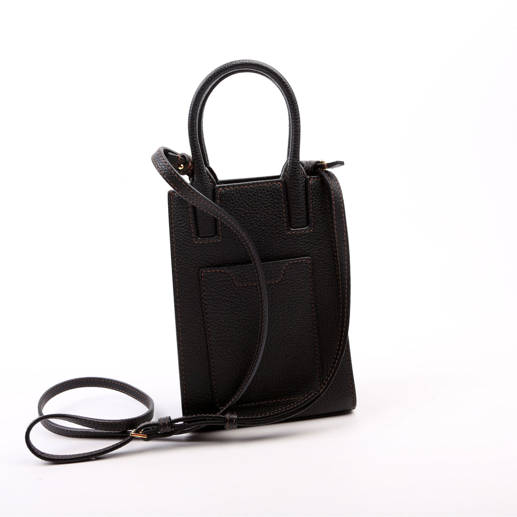 Micro Frances Phone Tote Grain Leather Black