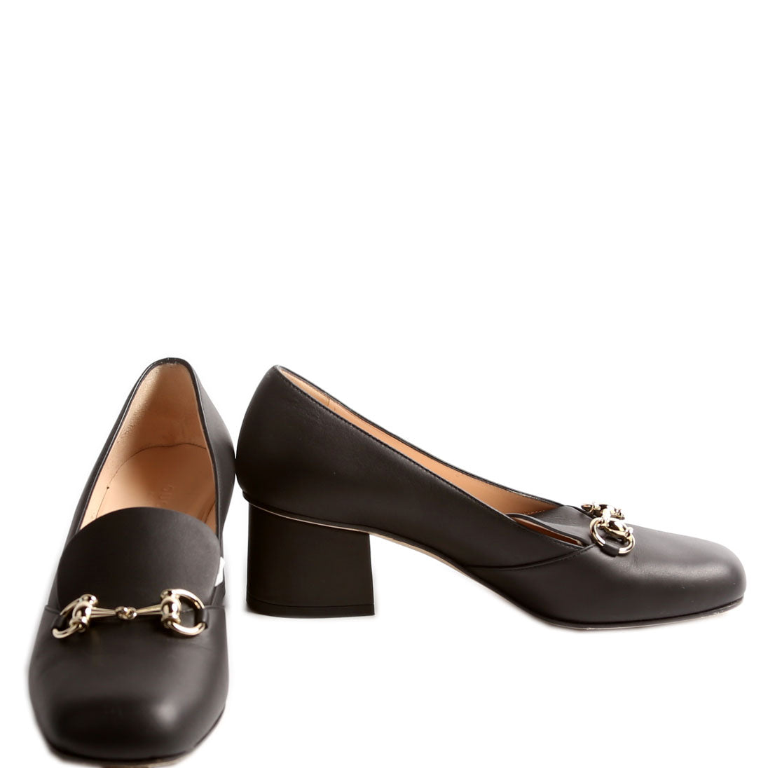 Horsebit Soft Calfskin Loafer Pumps Size 37 Black