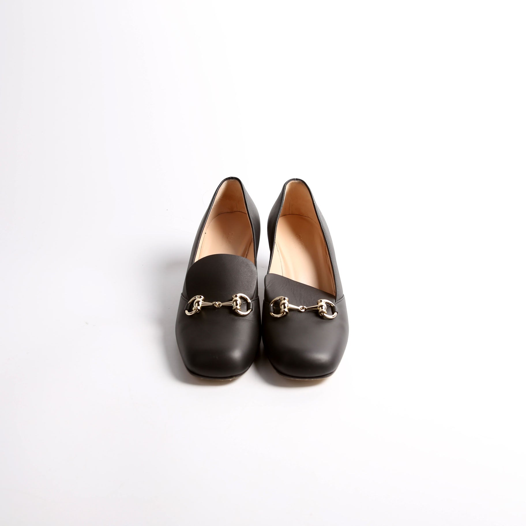 Horsebit Soft Calfskin Loafer Pumps Size 37 Black