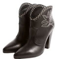 Michelle Low Boots Studded Leather Size 37 Black