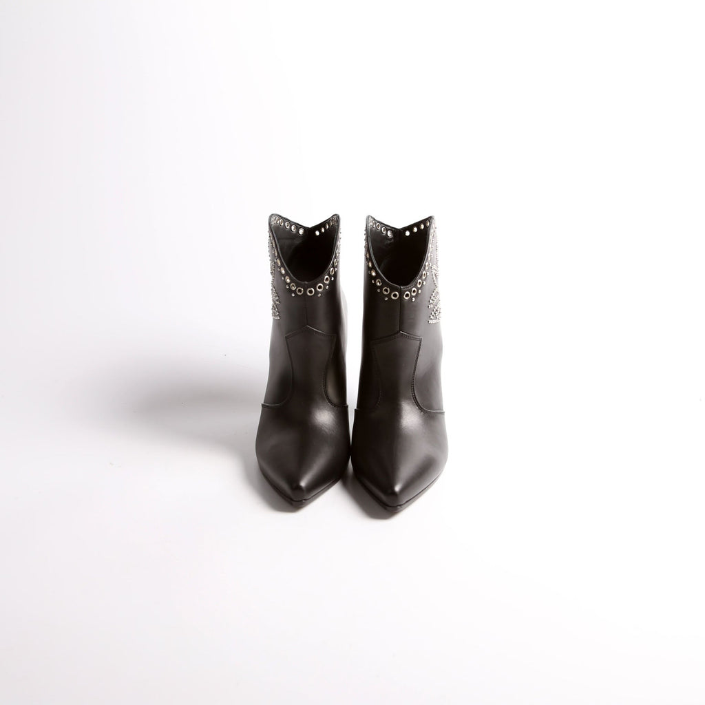 Michelle Low Boots Studded Leather Size 37 Black
