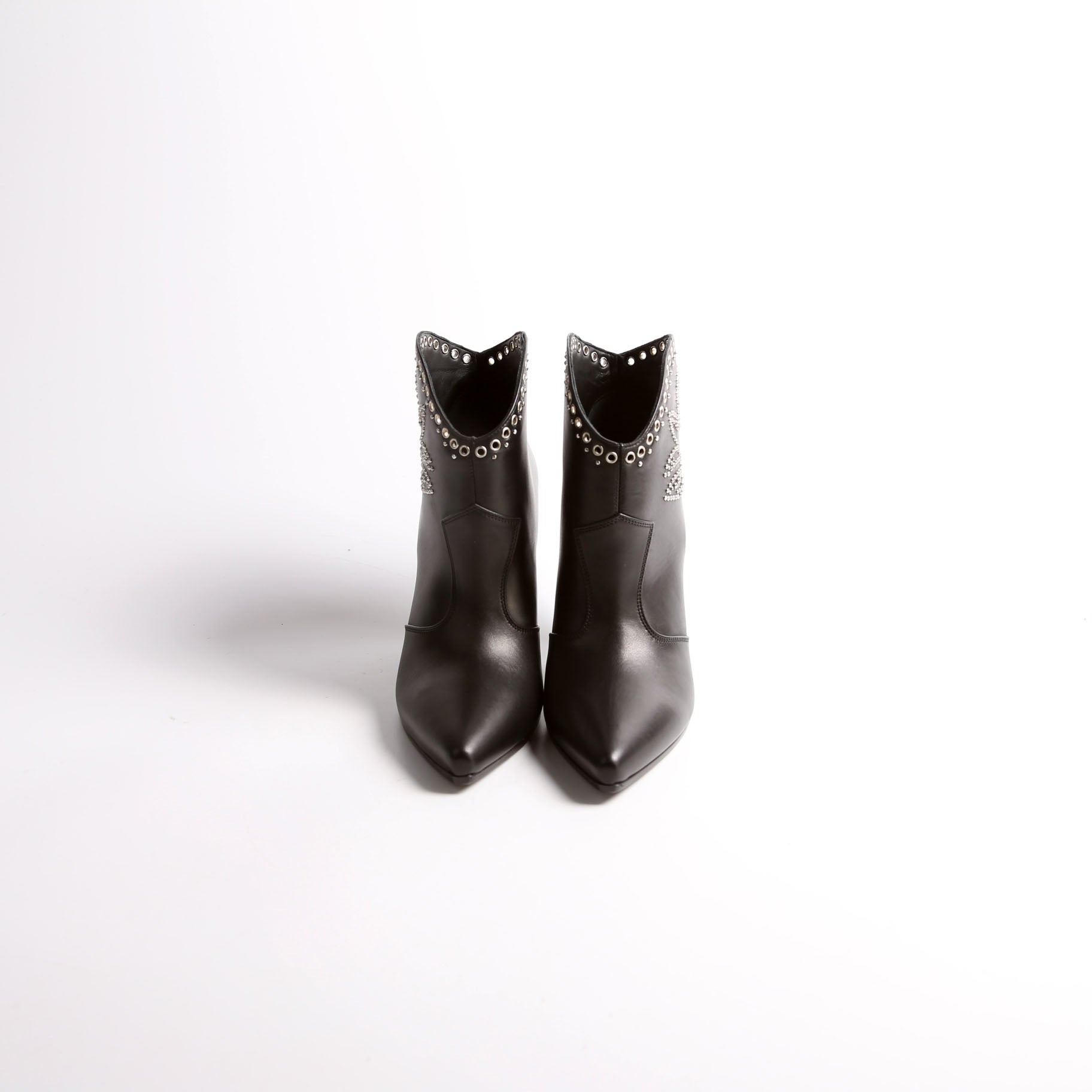 Michelle Low Boots Studded Leather Size 37 Black