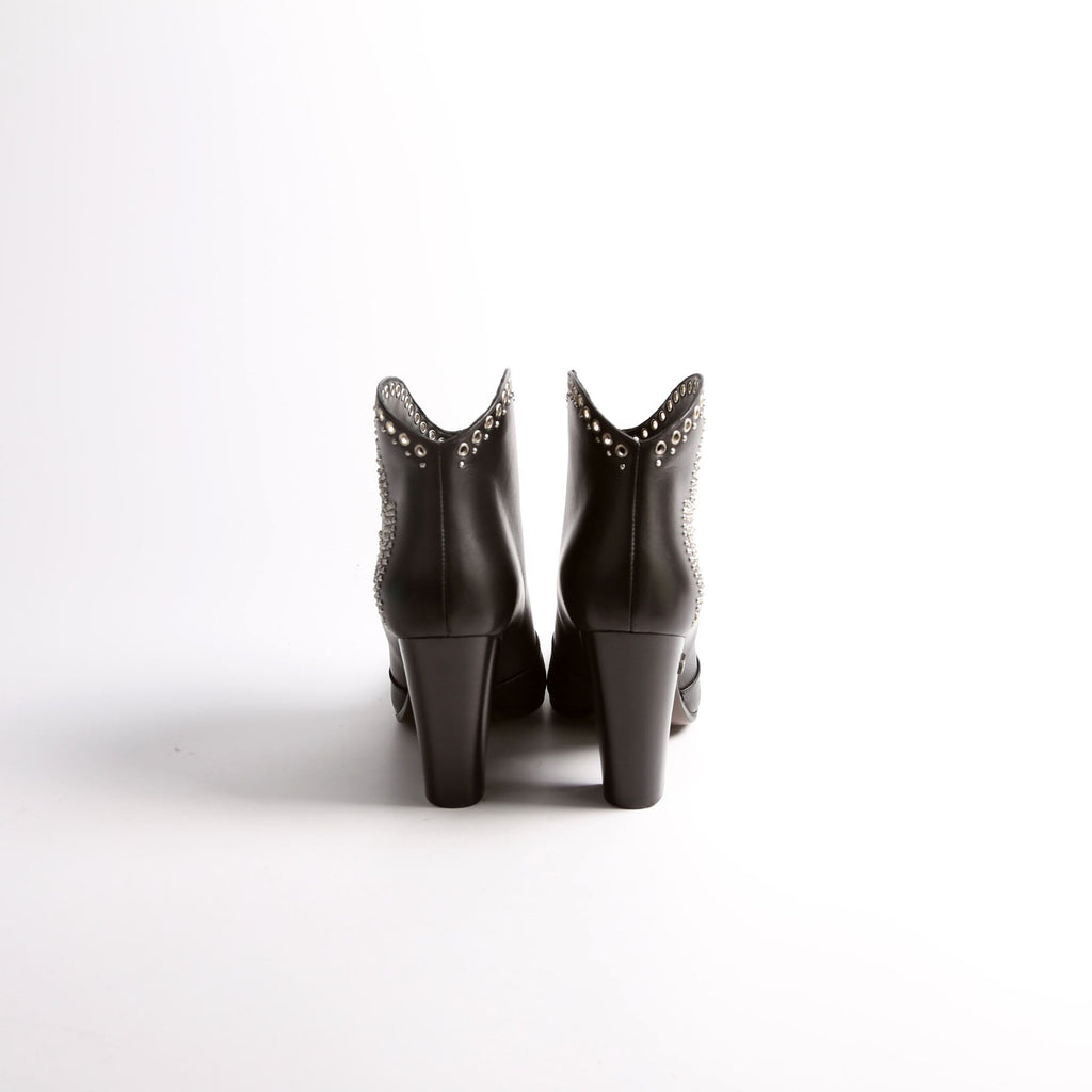 Michelle Low Boots Studded Leather Size 37 Black
