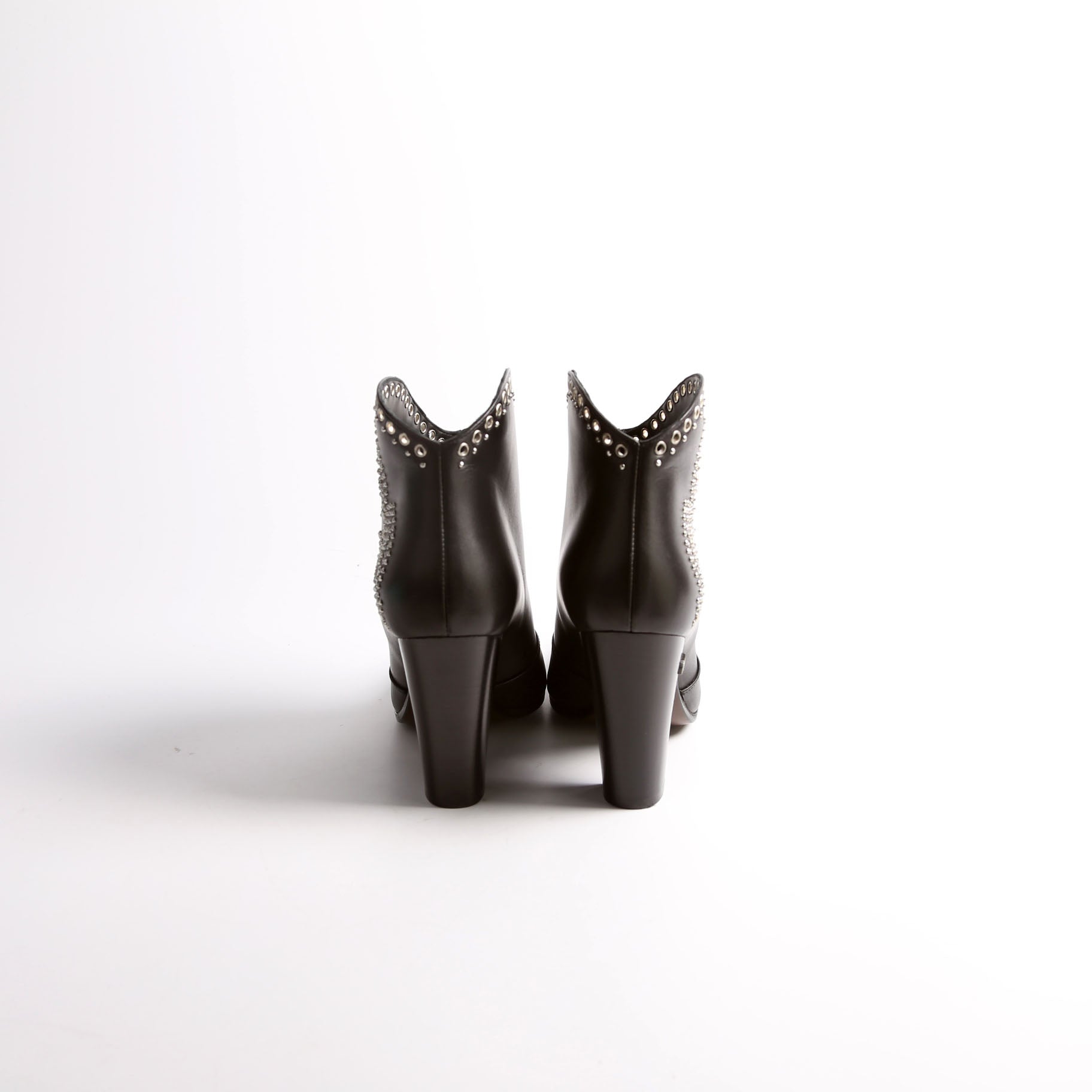 Michelle Low Boots Studded Leather Size 37 Black