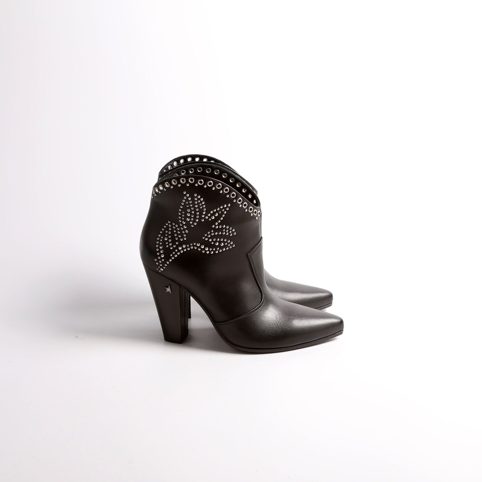 Michelle Low Boots Studded Leather Size 37 Black