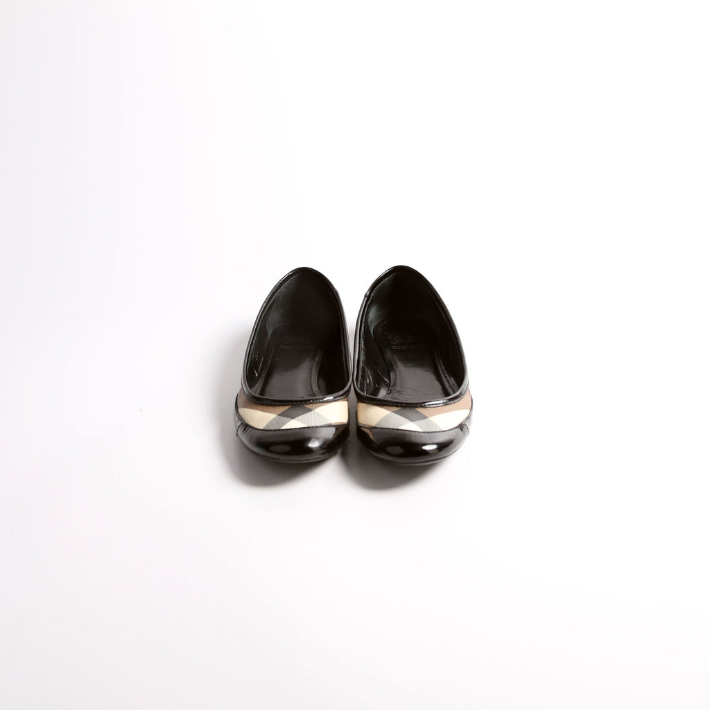 Nova Check Patent Flats Size 36.5 Black/Beige