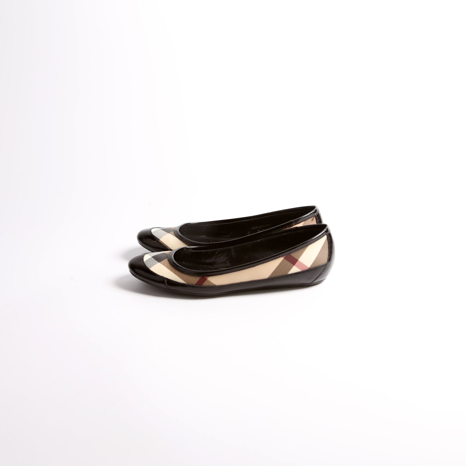 Nova Check Patent Flats Size 36.5 Black/Beige