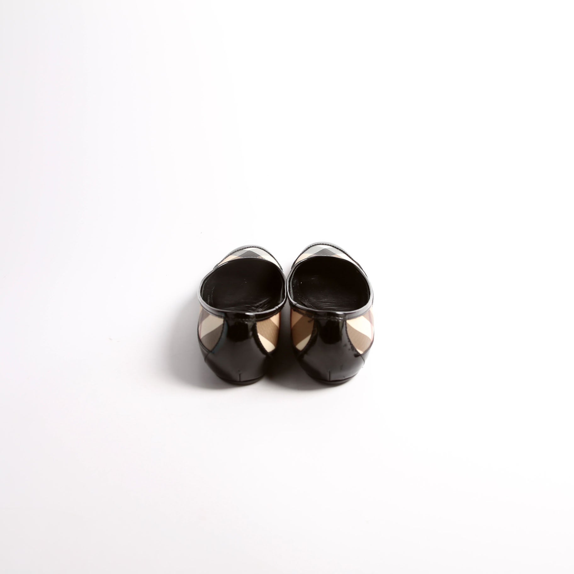 Nova Check Patent Flats Size 36.5 Black/Beige