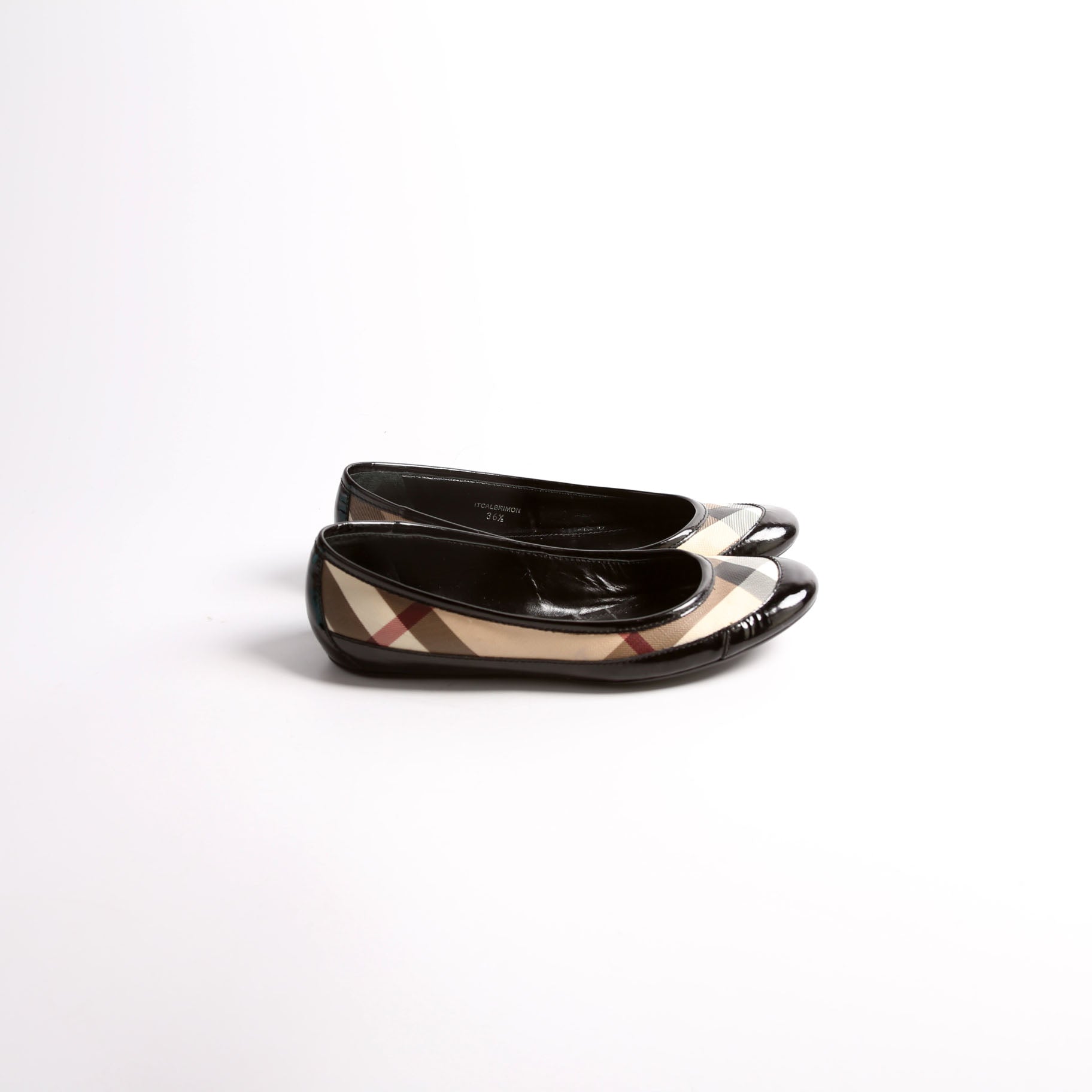 Nova Check Patent Flats Size 36.5 Black/Beige
