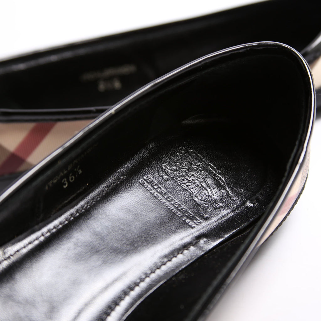 Nova Check Patent Flats Size 36.5 Black/Beige