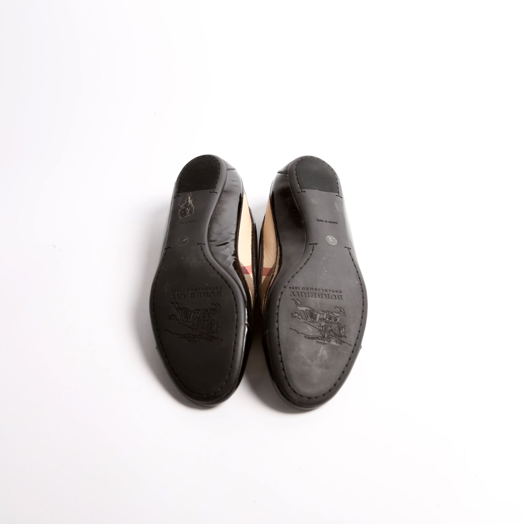 Nova Check Patent Flats Size 36.5 Black/Beige