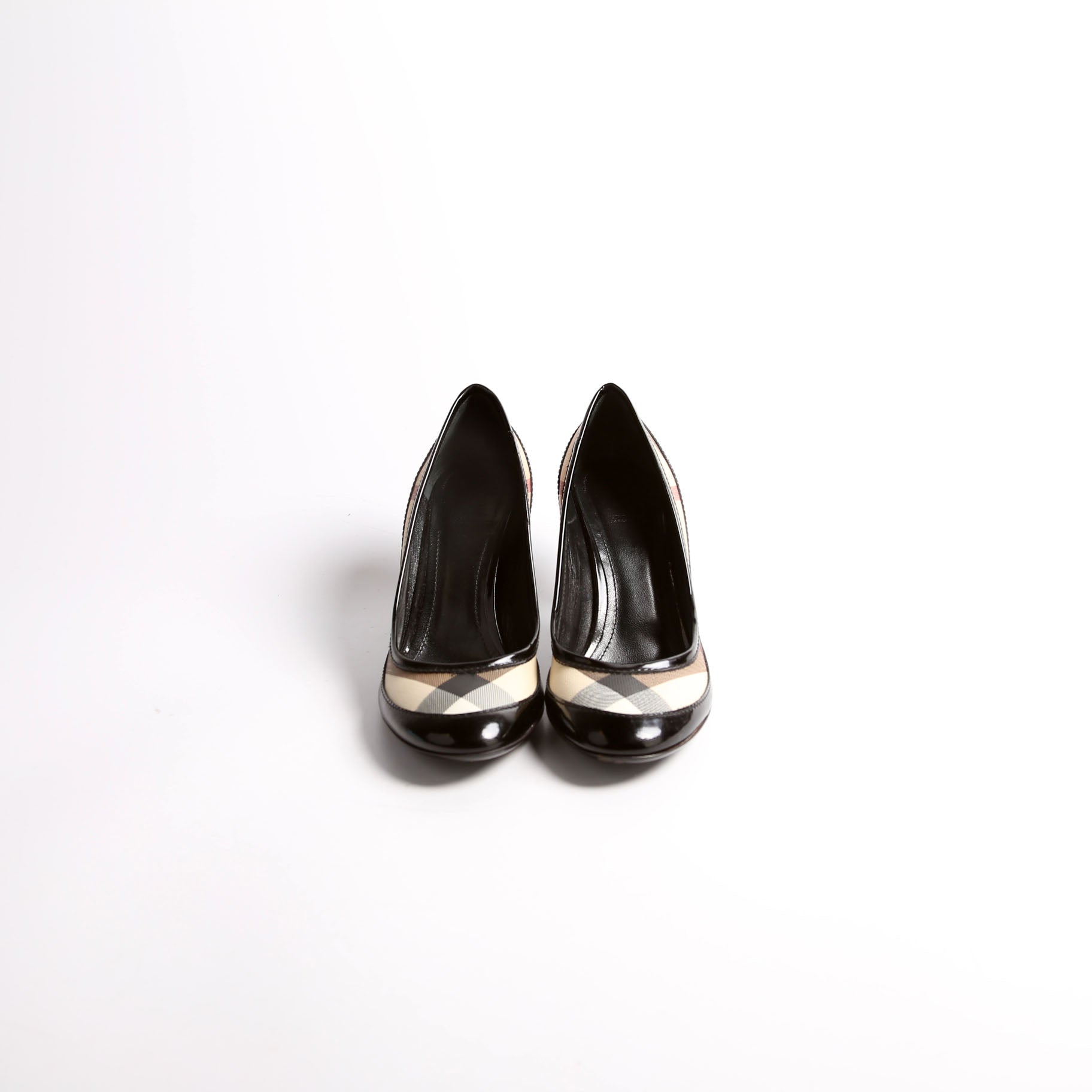 Nova Check Patent Kitten Heels Size 36 Black/Beige