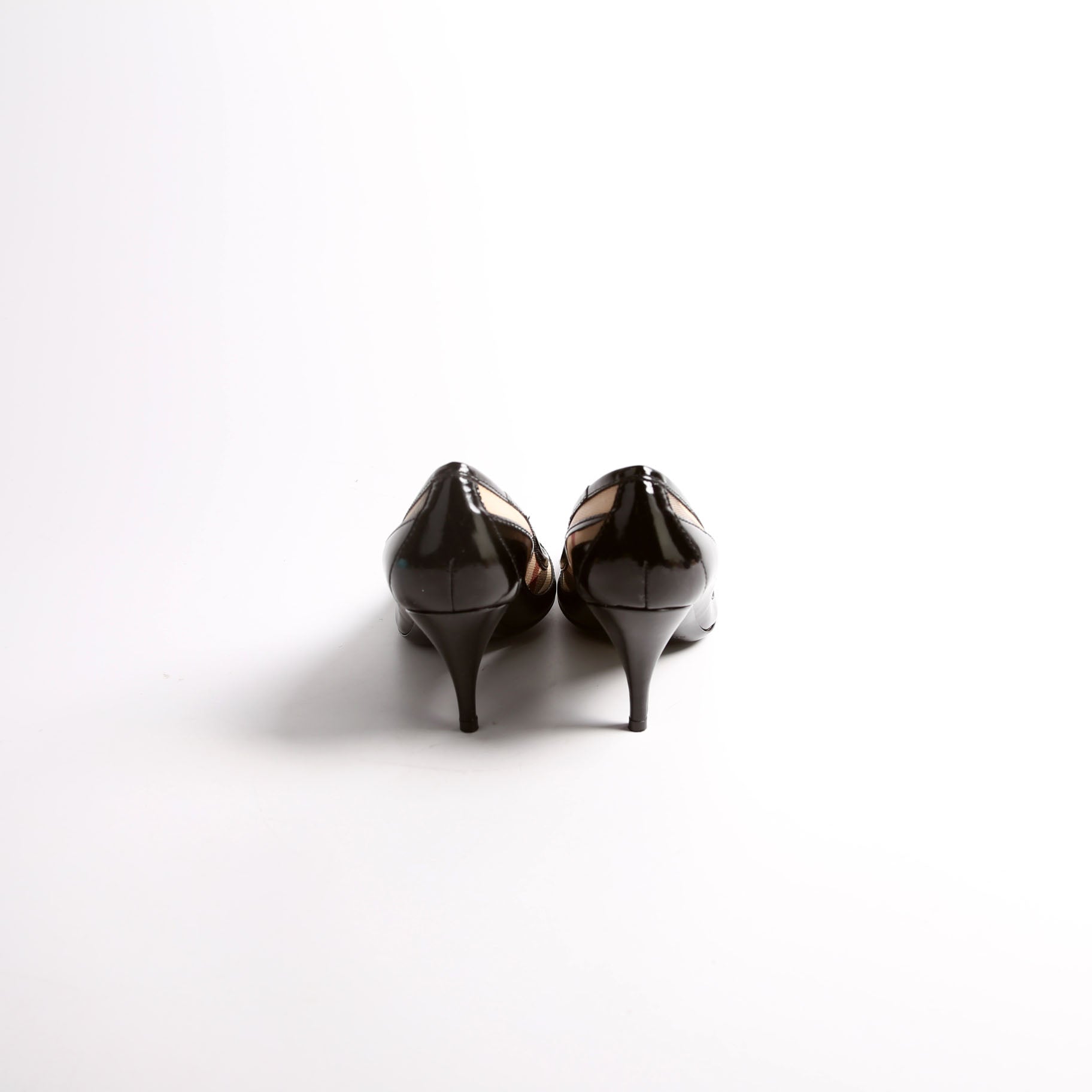 Nova Check Patent Kitten Heels Size 36 Black/Beige