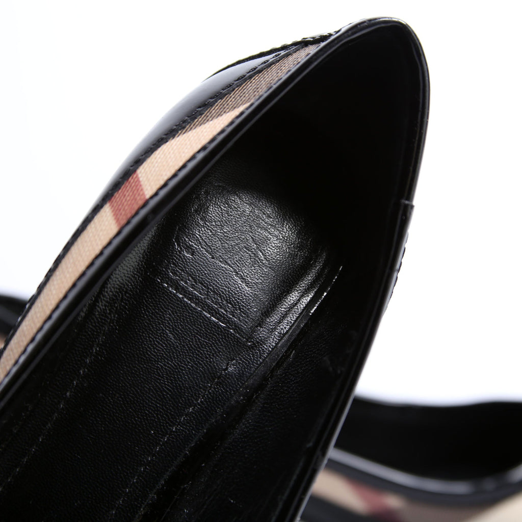 Nova Check Patent Kitten Heels Size 36 Black/Beige