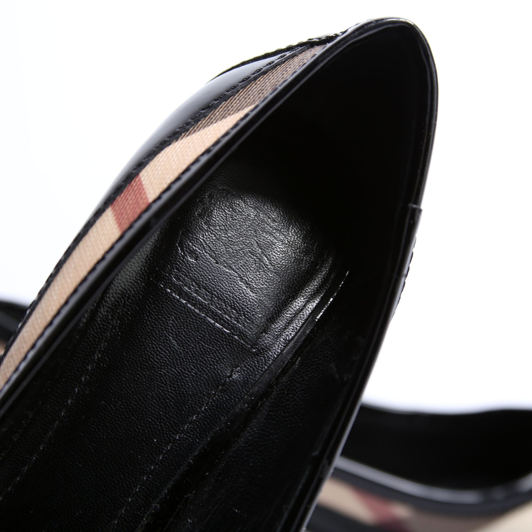 Nova Check Patent Kitten Heels Size 36 Black/Beige