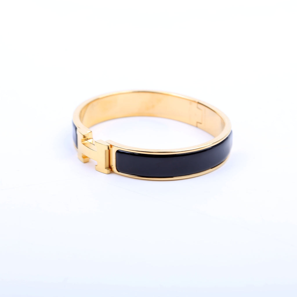 Clic Clac Narrow GM Bracelet Black/Gold