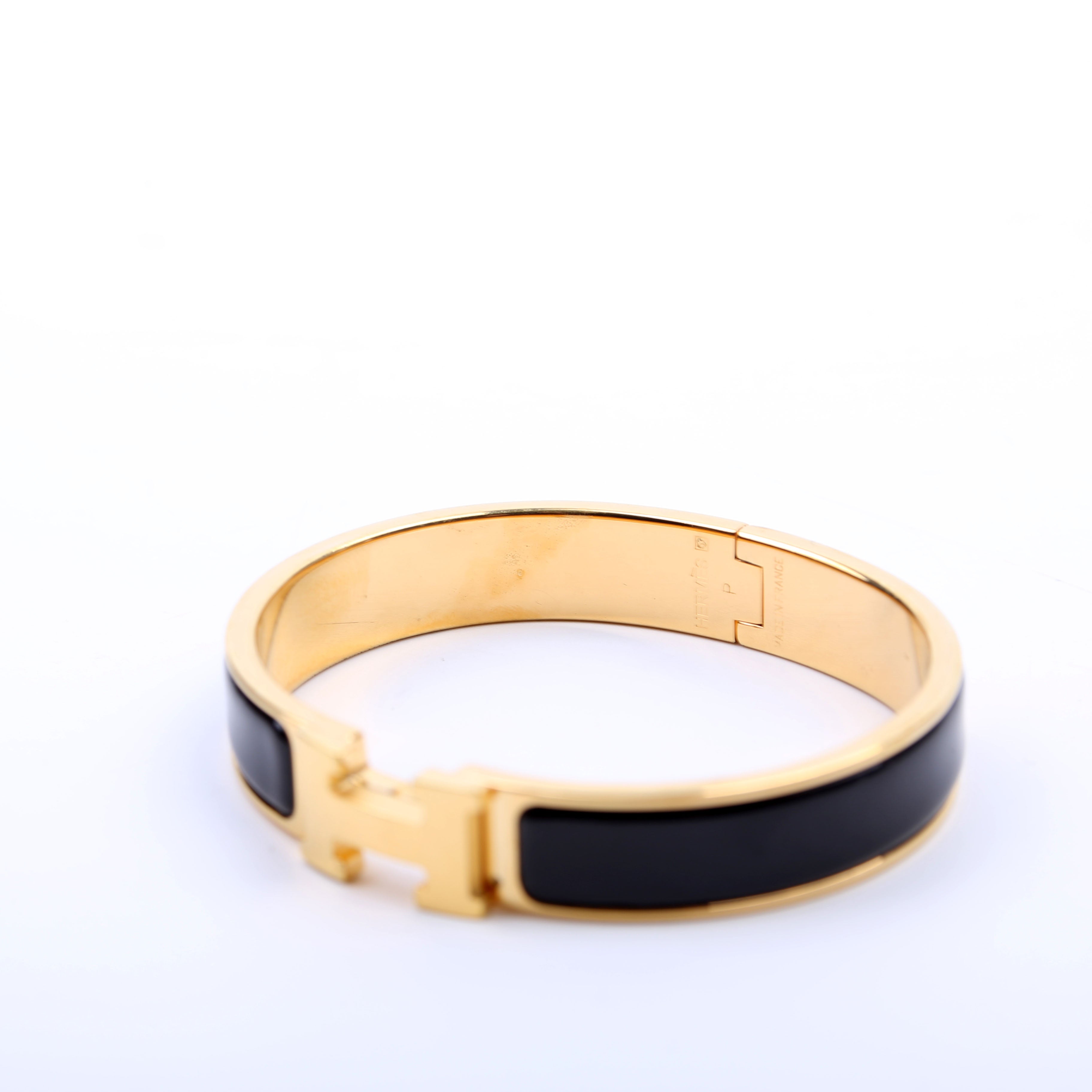 Clic Clac Narrow GM Bracelet Black/Gold