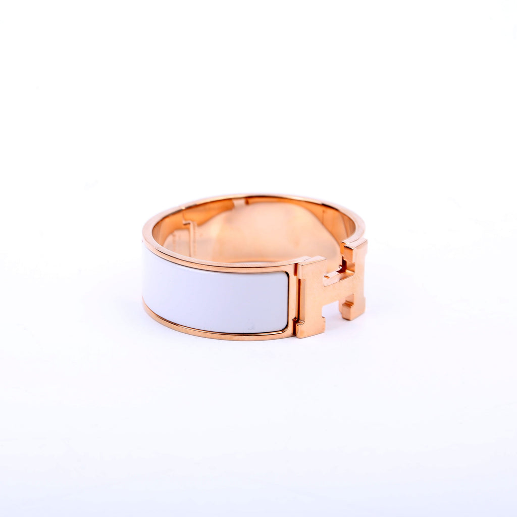 Clic Clac Wide PM Bracelet White/Rose Gold