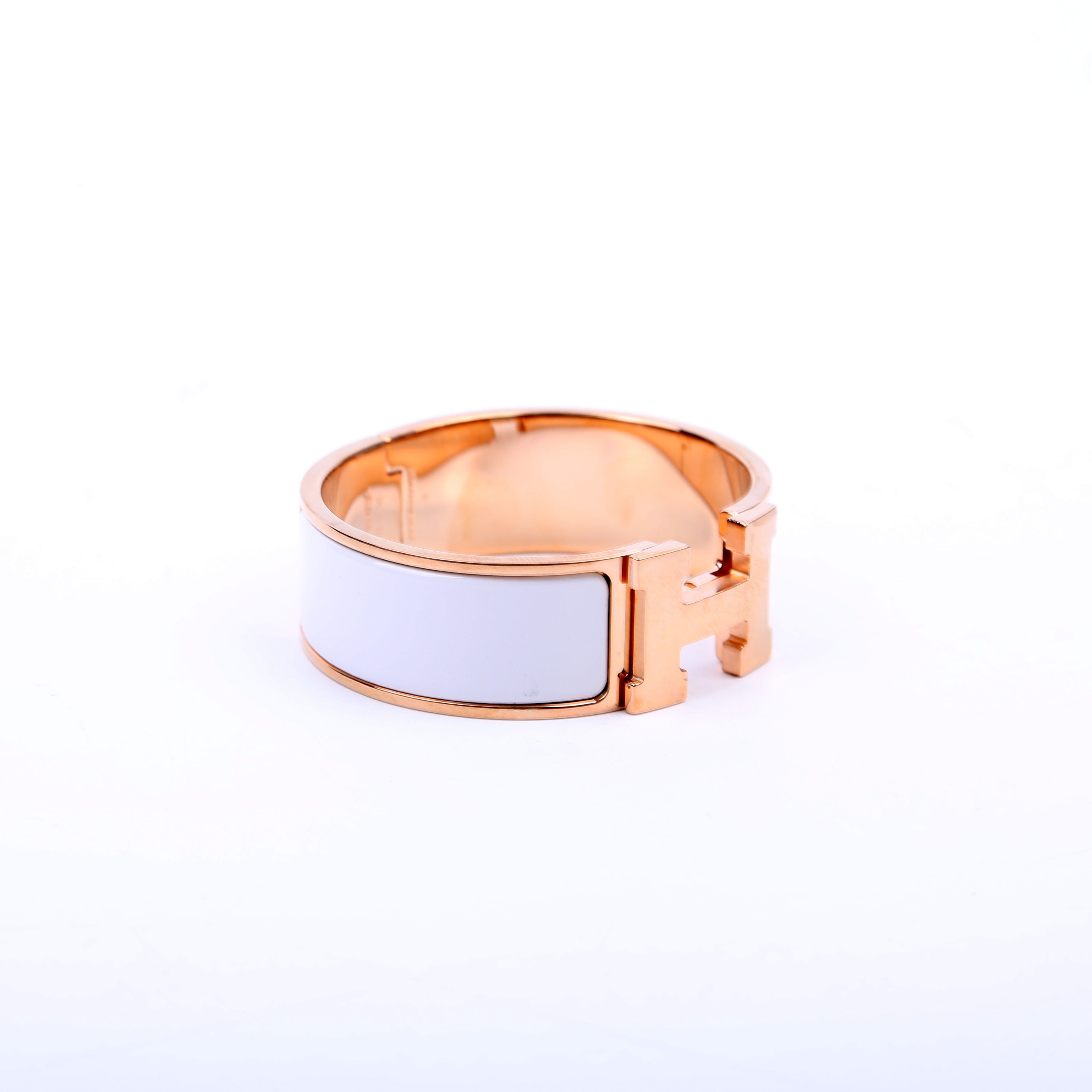 Clic Clac Wide PM Bracelet White/Rose Gold