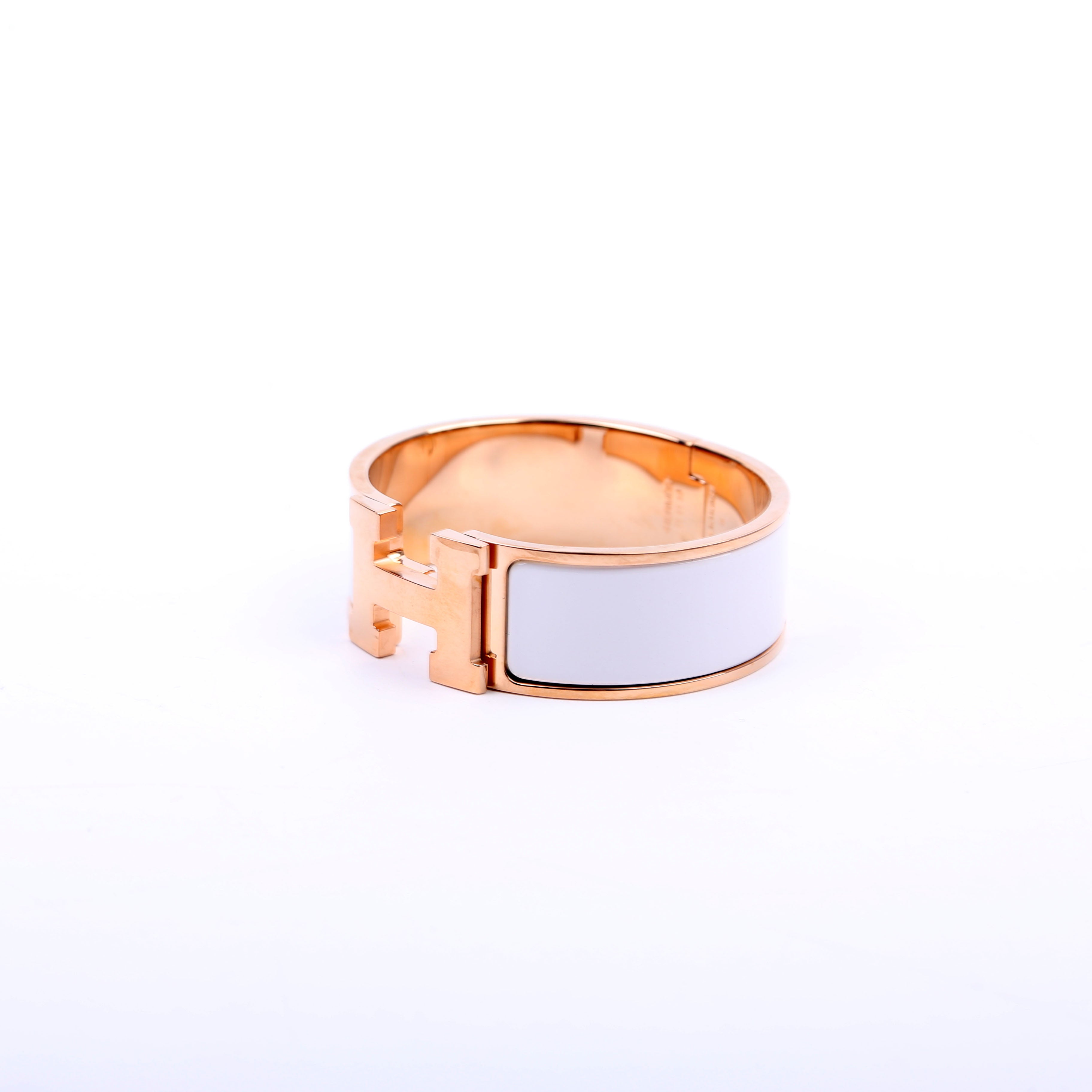 Clic Clac Wide PM Bracelet White/Rose Gold