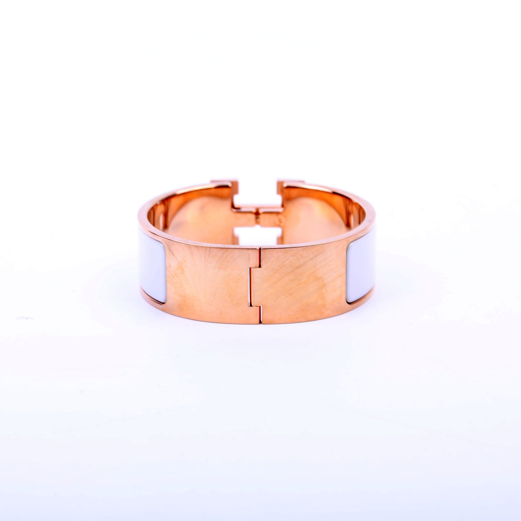 Clic Clac Wide PM Bracelet White/Rose Gold