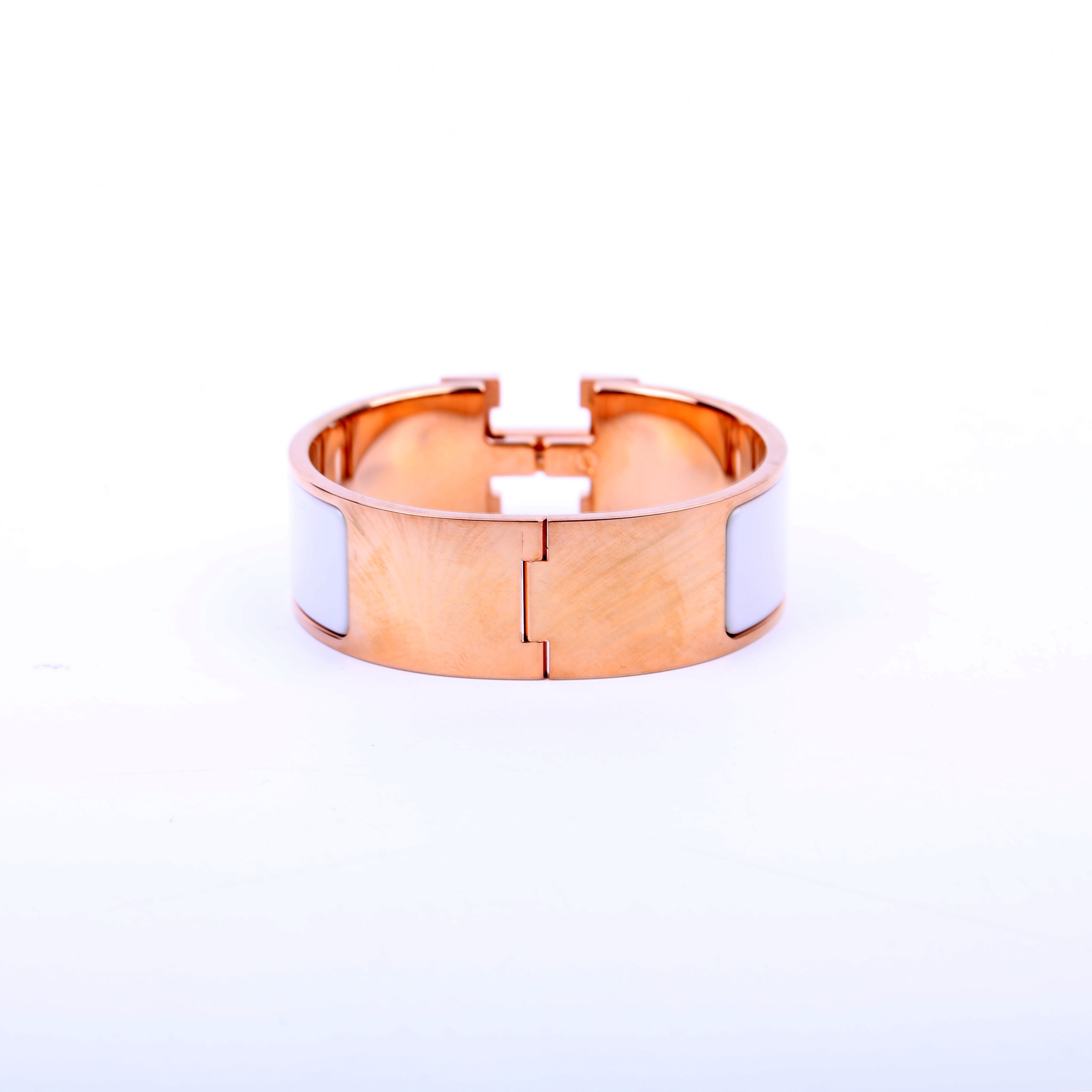 Clic Clac Wide PM Bracelet White/Rose Gold