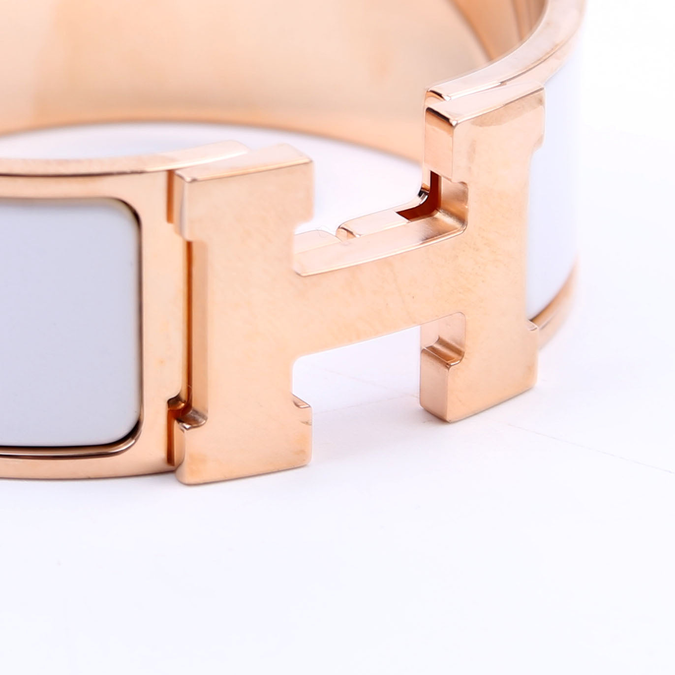 Clic Clac Wide PM Bracelet White/Rose Gold