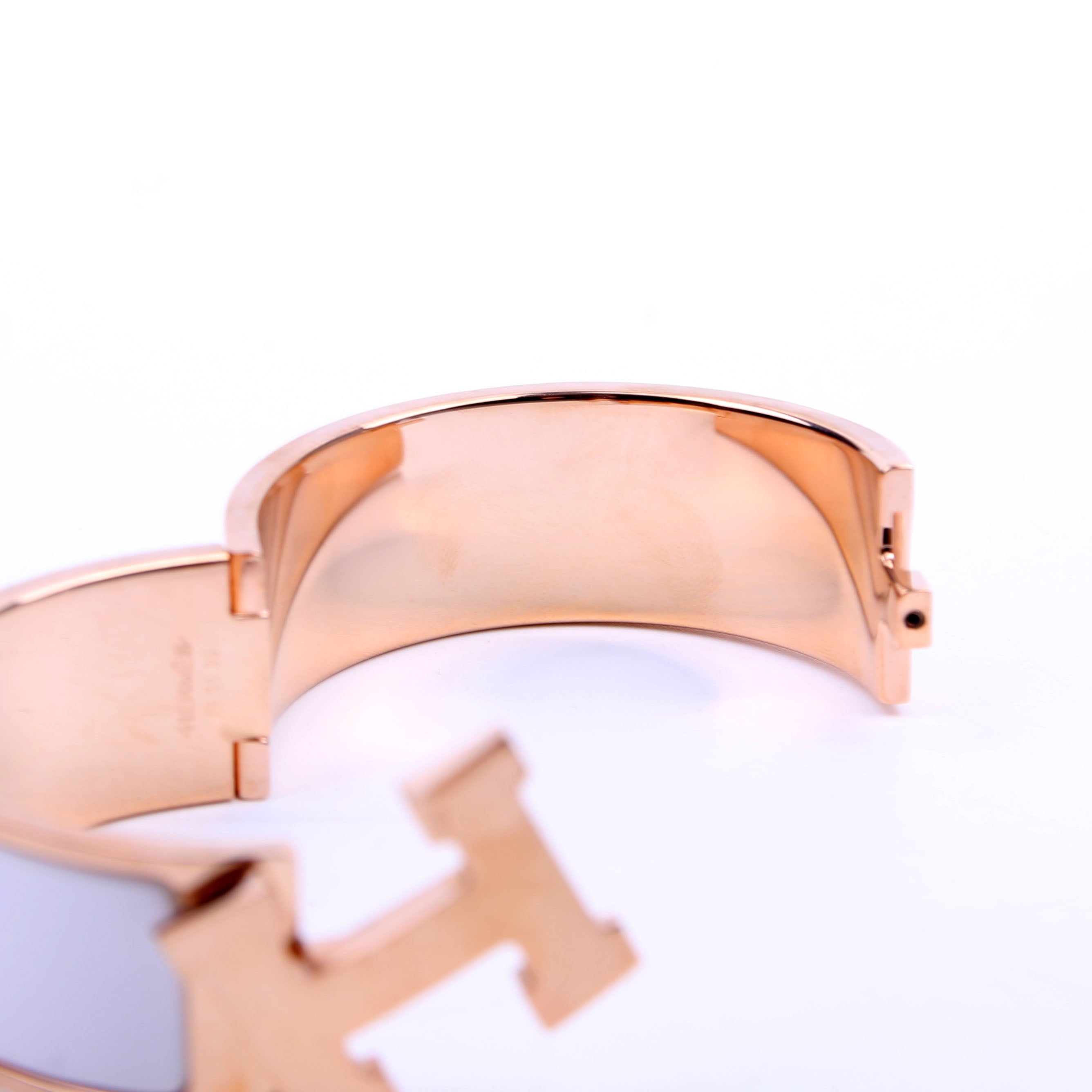 Clic Clac Wide PM Bracelet White/Rose Gold