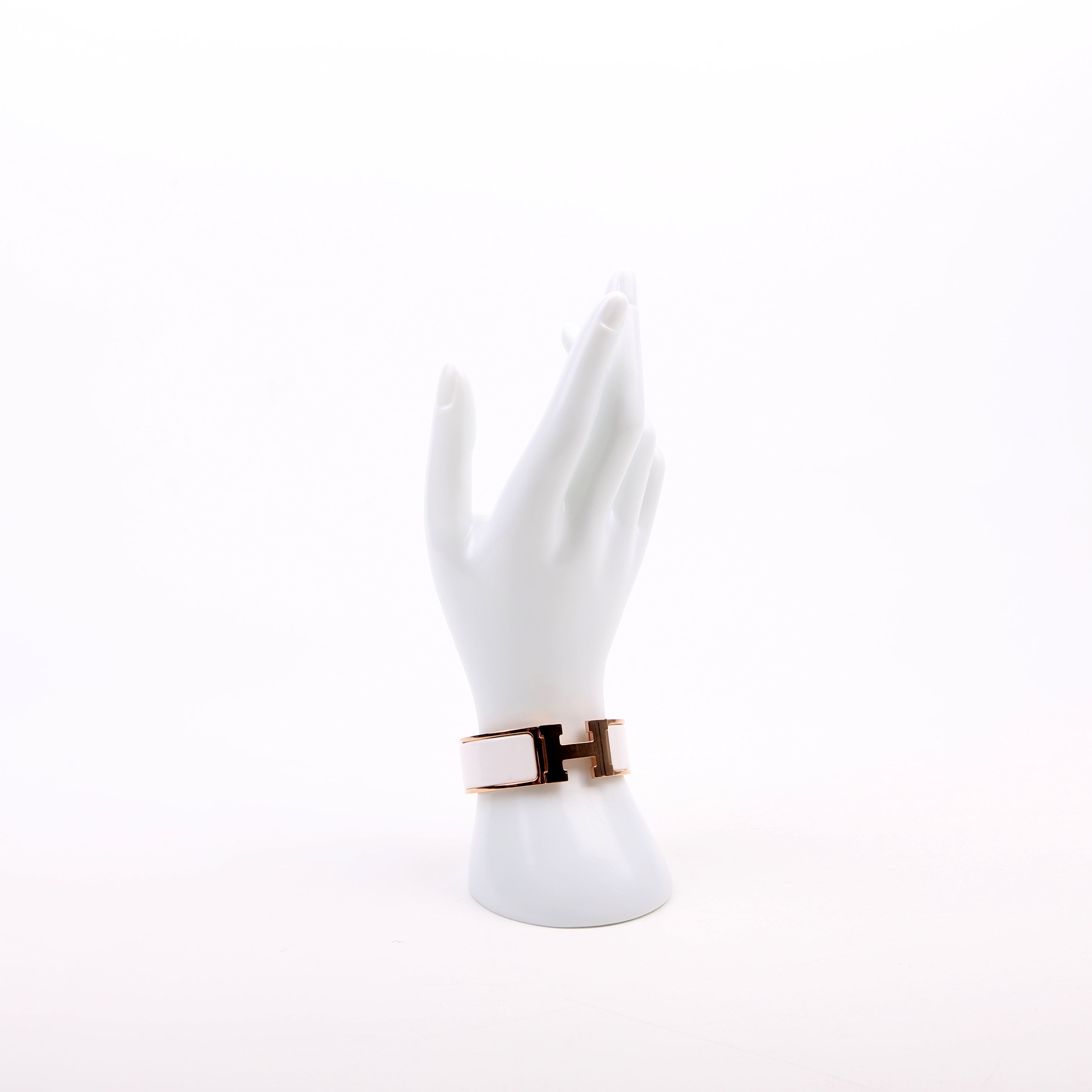 Clic Clac Wide PM Bracelet White/Rose Gold
