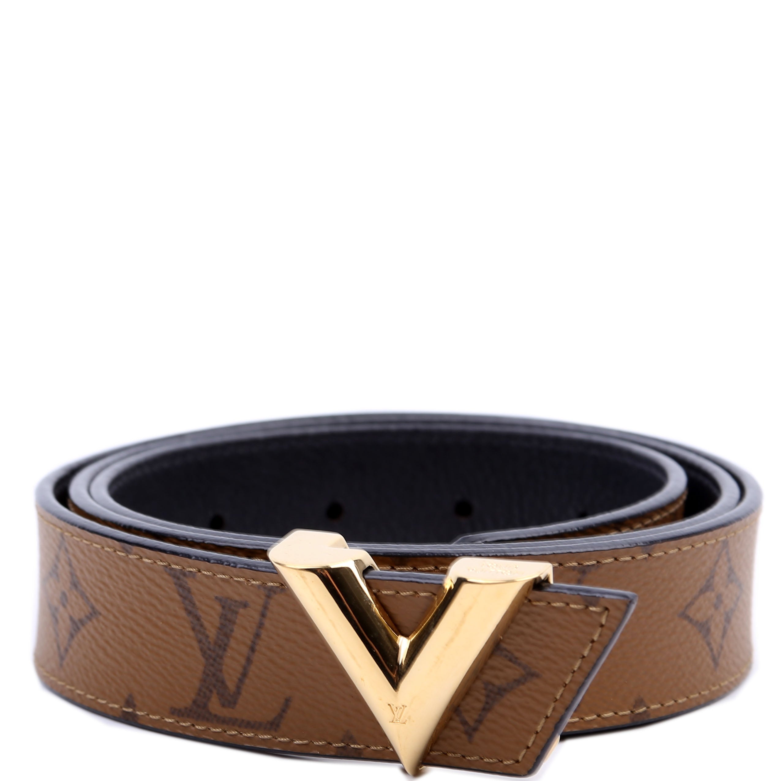 Essential V Reverse Monogram Belt Size 90/36 Brown/Black