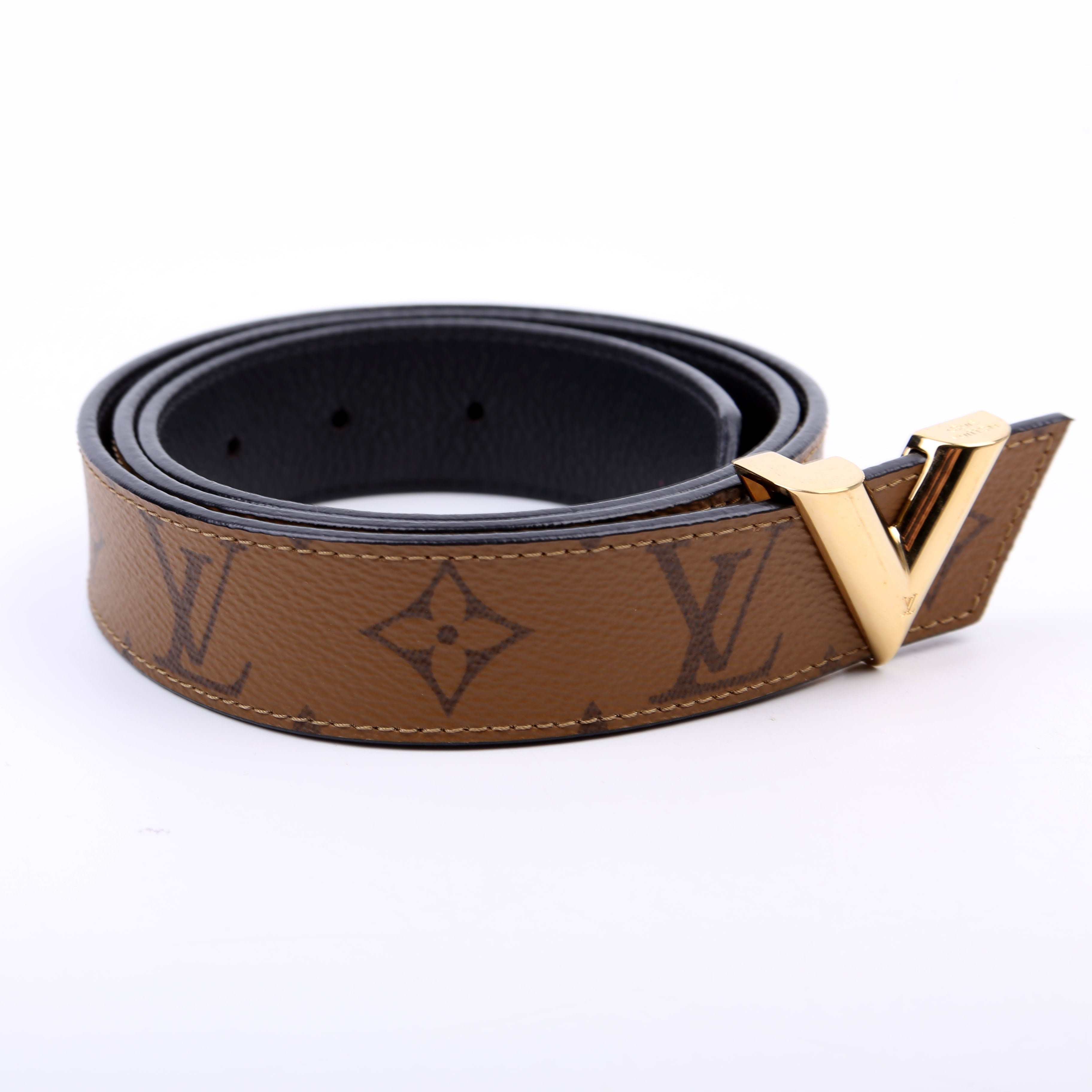 Essential V Reverse Monogram Belt Size 90/36 Brown/Black